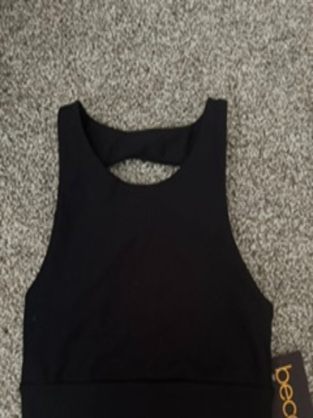 BECCO Sports bra w/ back cut out, Black, Size Small
